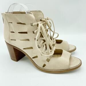 Vince Camuto Tressa Booties 10 Beige Suede‎ Leather Lace Up Sandals